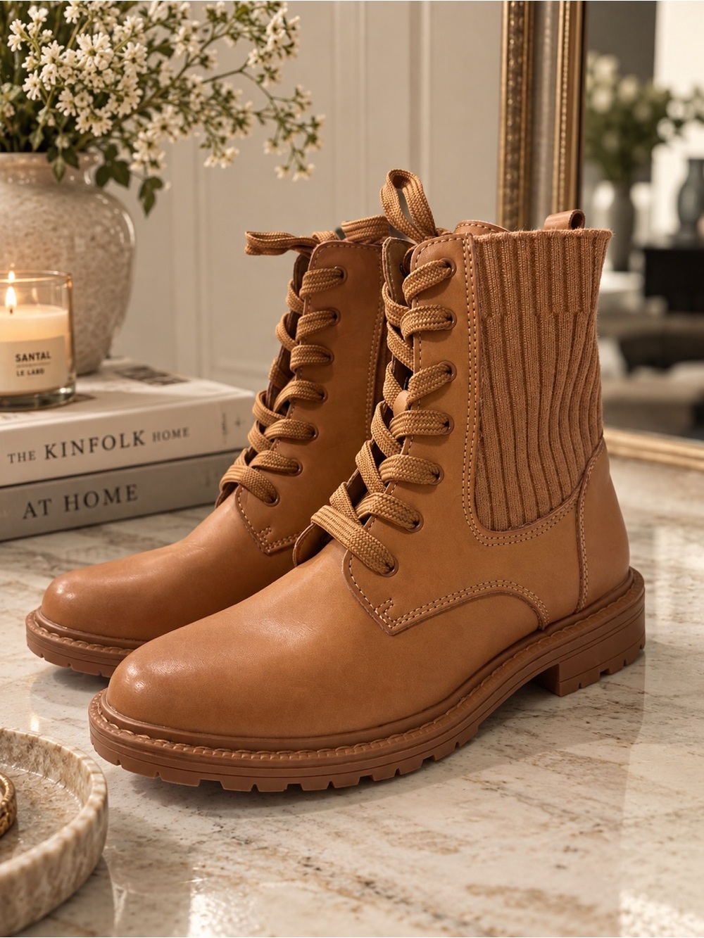 Sam Edelman Lydell Mini Combat Boot (Big Kid/Size 3) in Lt Cuoio Brown